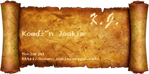 Komán Joakim névjegykártya